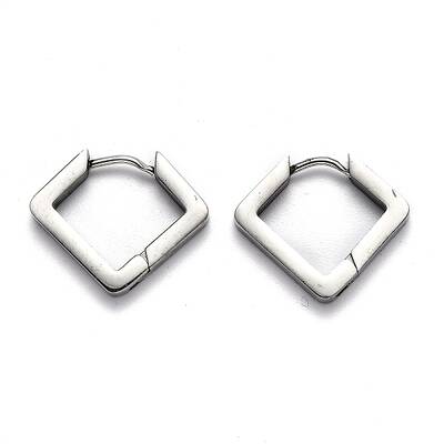 Tarnish Resistant 304 Stainless Steel Rhombus Huggie Hoop Earrings