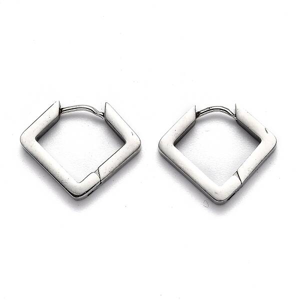 Tarnish Resistant 304 Stainless Steel Rhombus Huggie Hoop Earrings