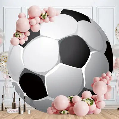 Aperturee Black And White Round Boys Happy Birthday Backdrop