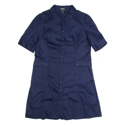 DKNY Womens T-Shirt Dress Blue Short Sleeve Midi L