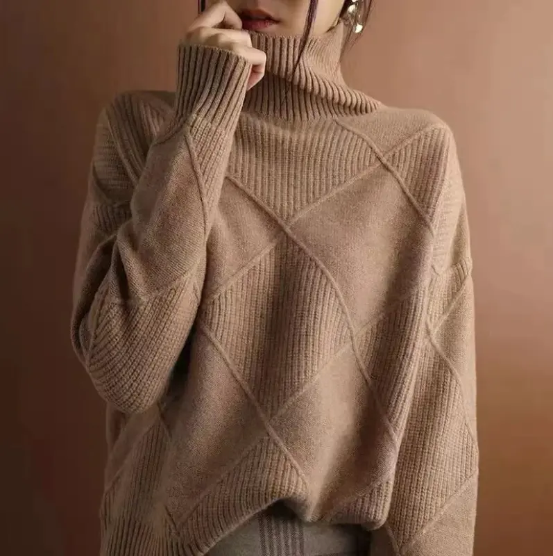 Erica | Textured Turtleneck Knit Sweater