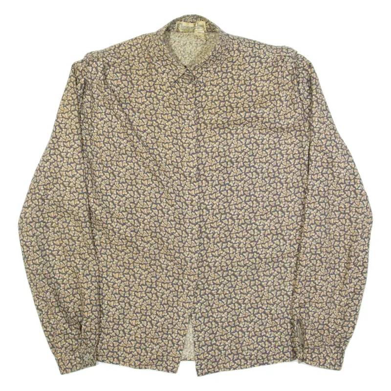 CHRISTIAN DIOR Womens Shirt Brown 90s Long Sleeve M