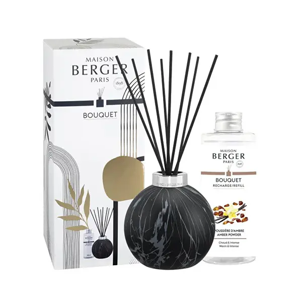 Maison Berger Paris Set Regalo Diffusore Di Aromi Marbrure Black + Ricarica Amber Powder 180 Ml