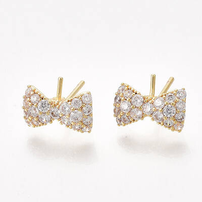 Brass Cubic Zirconia Stud Earring Findings