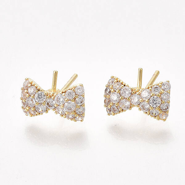 Brass Cubic Zirconia Stud Earring Findings