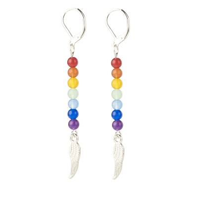 Natural Malaysia Jade with Alloy Wing Long Dangle Leverback Earrings