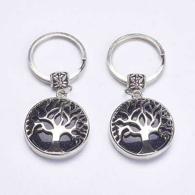 Synthetic Blue Goldstone Keychain