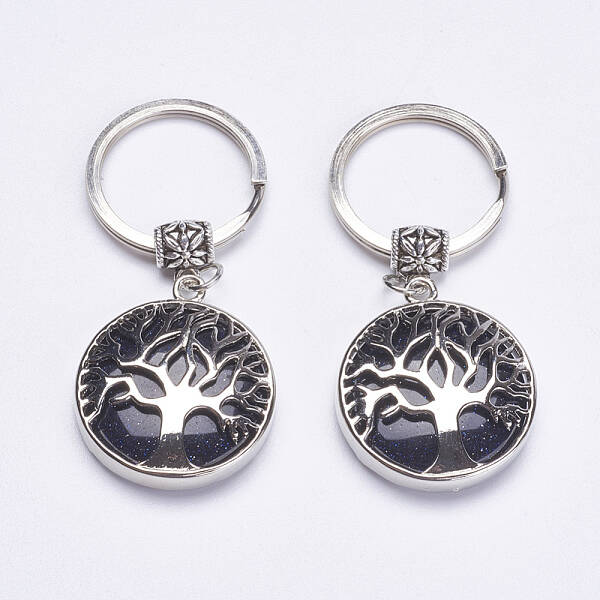 Synthetic Blue Goldstone Keychain
