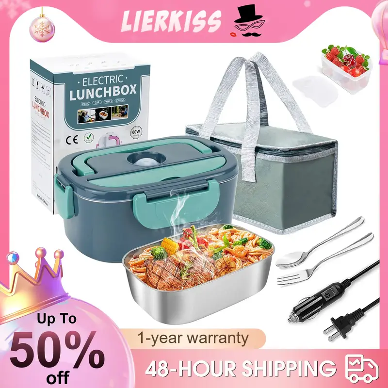 Electric Lunch Box for Adults Heatable Lunchbox 1.5L 3 in 1 Lunch Box Warmer Portable for Work Heated Lunch Box Food Heater f...
