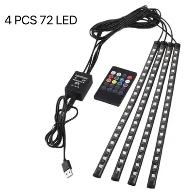 Car Interior LED Strip Lights , 4Pcs  LED Interior Lights, Multicolor Music Car Strip Light Under Dash Lighting Kit with Soun...