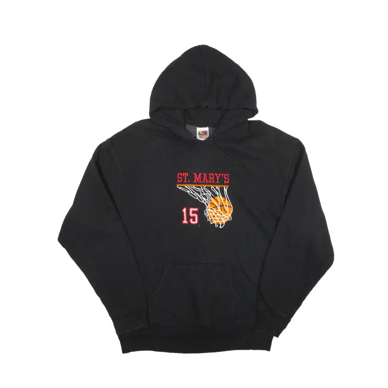 FRUIT OF THE LOOM St Marys 15 Basketball Hoodie Black Pullover Womens L