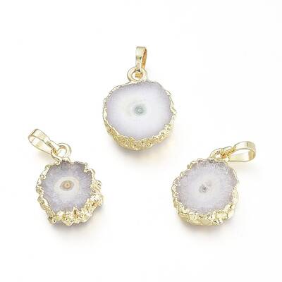 Electroplated Natural Agate Pendants