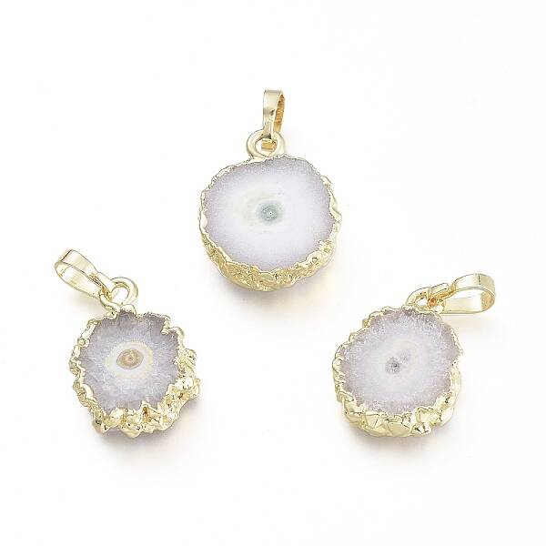 Electroplated Natural Agate Pendants