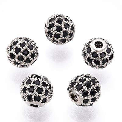 Rack Plating Brass Cubic Zirconia Beads