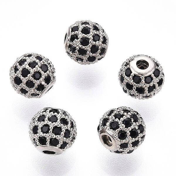 Rack Plating Brass Cubic Zirconia Beads