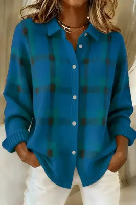 Anna Cardigan en Tricot Doux à Carreaux