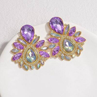 304 Stainless Steel Glass Stud Earrings