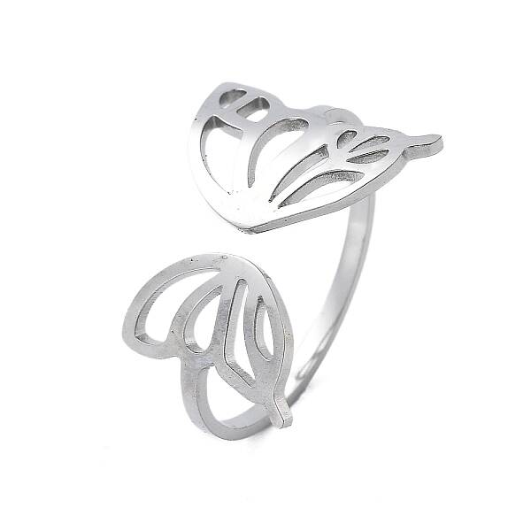 304 Stainless Steel Hollow Butterfly Wing Open Cuff Rings for Women