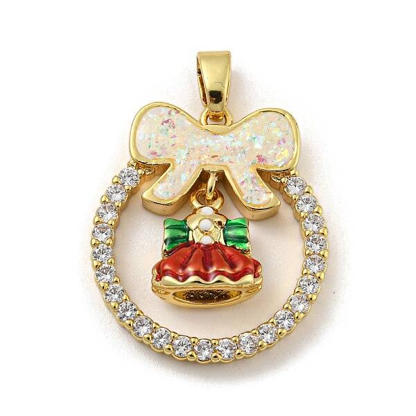 Christmas Brass Micro Pave Cubic Zirconia Pendant