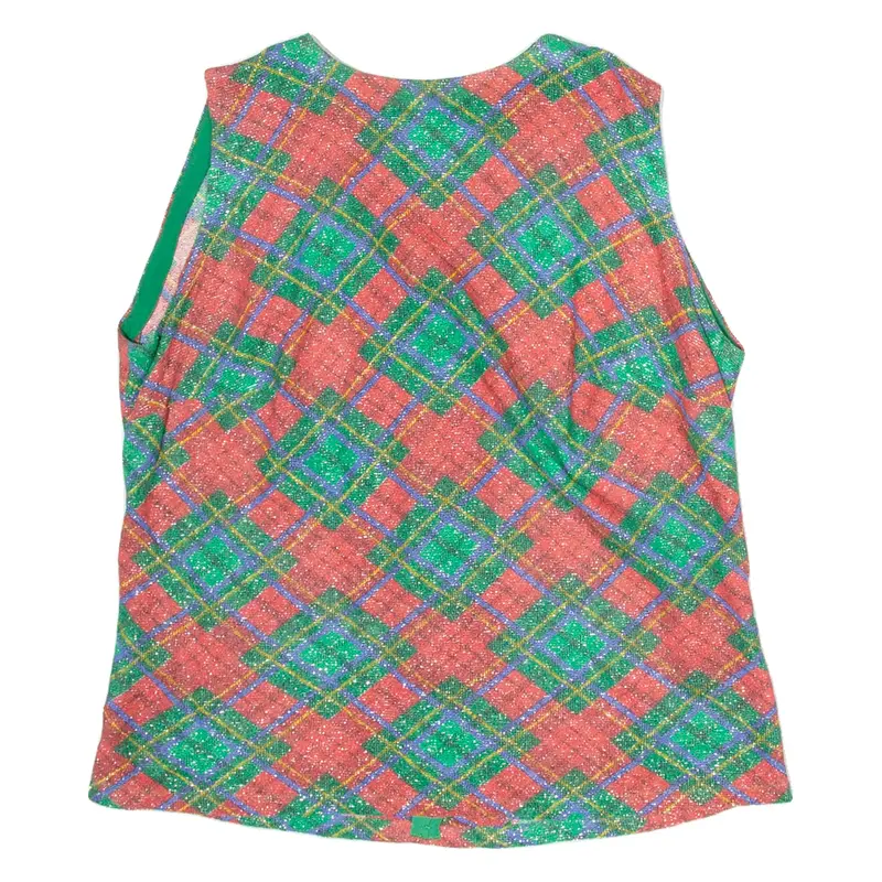 Womens Printed Top Green Sleeveless Crazy Pattern M