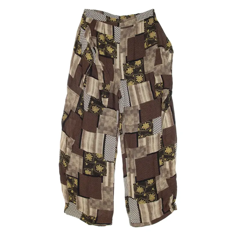Womens Trousers Brown Regular Wide-Leg Viscose W28 L27