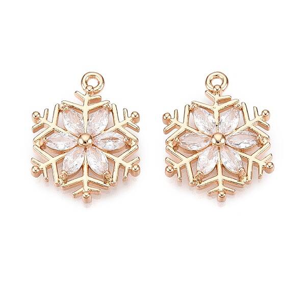 Christmas Brass Micro Pave Cubic Zirconia Pendants
