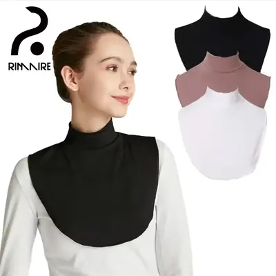 RIMAIRE 2025 Newest Solid Color Muslim Turtleneck Hijab Extension Soft Breathable Stretchy Women Fake Collars Modesty Clothin...