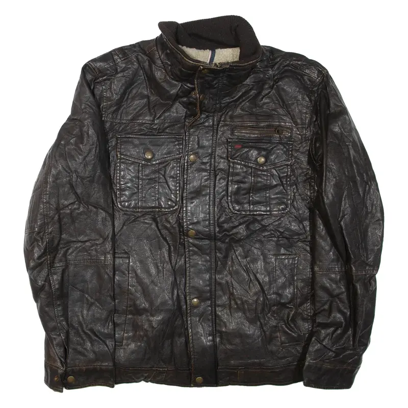 LEVI'S Mens Jacket Black Faux Leather L