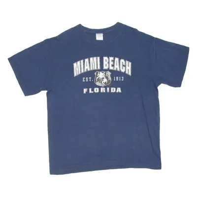 GILDAN Miami Beach Florida Mens T-Shirt Blue USA L