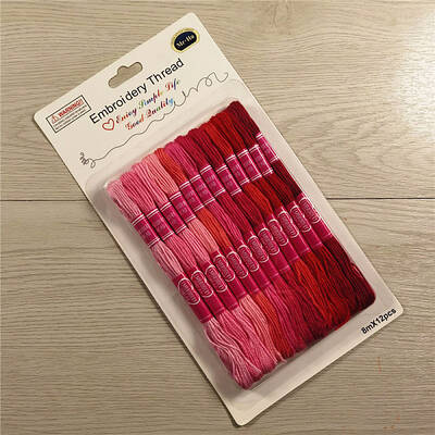 12 Skeins 12 Colors 6-Ply Polycotton(Polyester Cotton) Embroidery Floss
