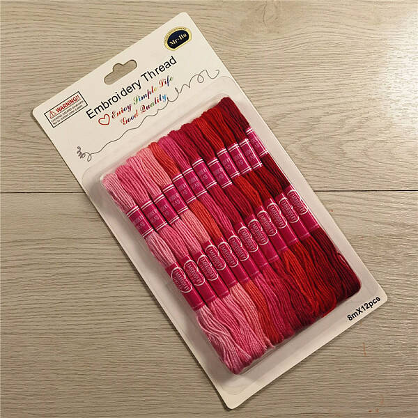 12 Skeins 12 Colors 6-Ply Polycotton(Polyester Cotton) Embroidery Floss