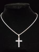 Fashion Rhinestone Cross Pendant Necklace, Stainless Steel Matching Necklace Jewelry for Men & Women for Daily Wear or Party,...