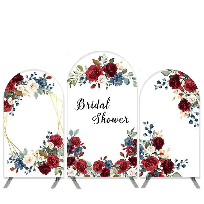 Aperturee Boho Theme Red Floral Bridal Shower Arch Backdrop Kit | Chiara Arch Backdrop Diy | Circle Arch Backdrop Diy | Round...