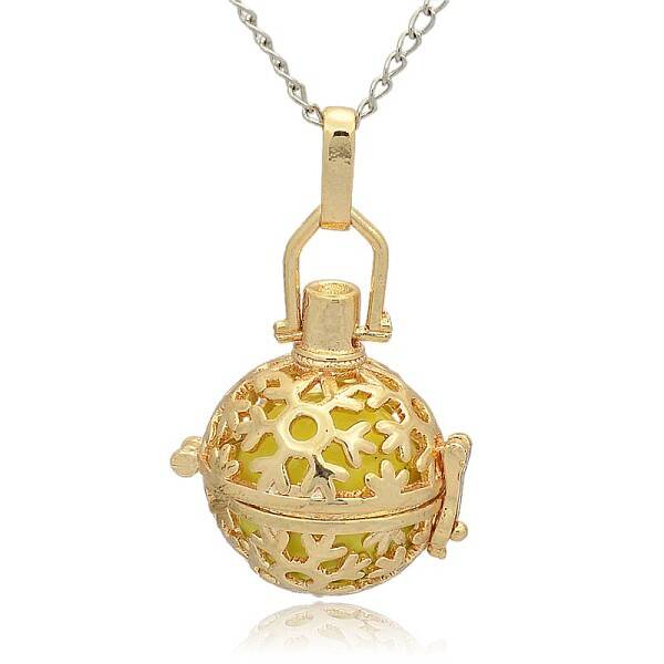 Golden Tone Brass Hollow Round Cage Pendants