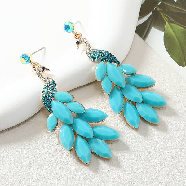 Exquisite Peacock Alloy Dangle Stud Earrings