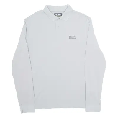BARBOUR Mens Polo Shirt Grey Long Sleeve L