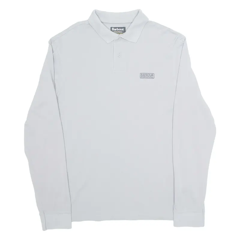 BARBOUR Mens Polo Shirt Grey Long Sleeve L