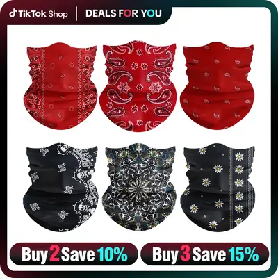 6 Pcs UV Protection Cooling Neck Gaiter Set Summer Must-Have! Neck Scarf + Face Mask + Balaclava + Headband + Head Wrap for ...