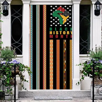 Retro Colored Stripes Black History Month Door Cover - Aperturee