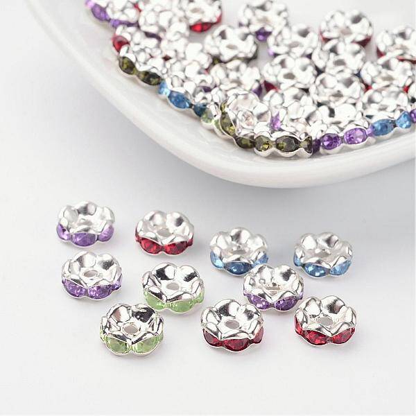 Brass Rhinestone Spacer Beads