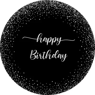 Aperturee Black Silver Dots Birthday Simple Party Round Backdrops | Round Backdrop Cover Diy | Birthday Round Backdrop Cover ...