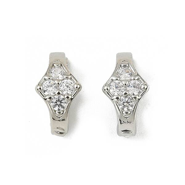 Brass Micro Pave Clear Cubic Zirconia Fold Over Clasps