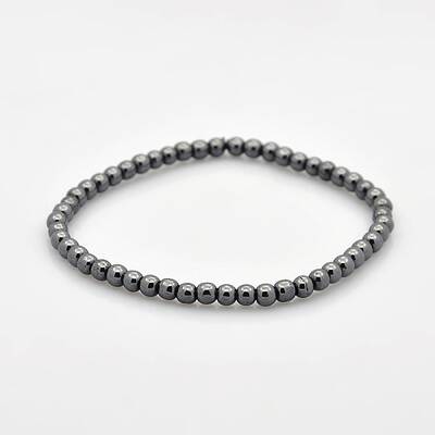 Non-magnetic Hematite Beaded Ball Stretch Bracelets for Valentine's Day Gift
