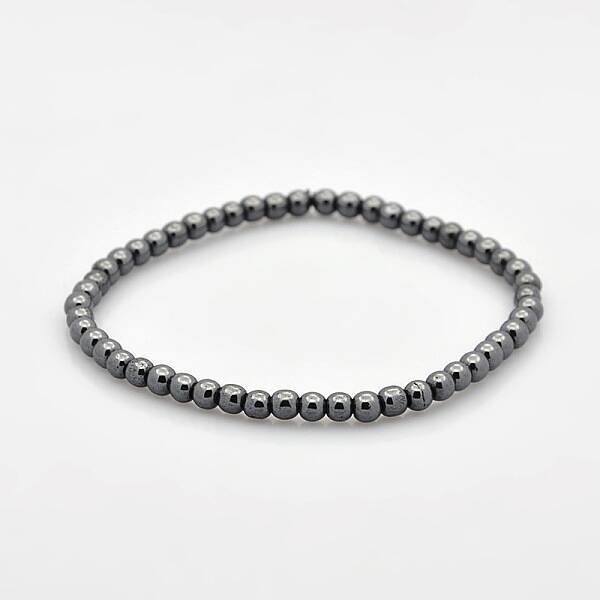 Non-magnetic Hematite Beaded Ball Stretch Bracelets for Valentine's Day Gift