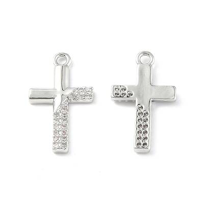Brass Micro Pave Clear Cubic Zirconia Pendants