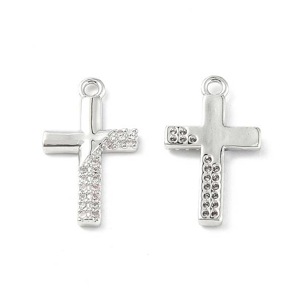 Brass Micro Pave Clear Cubic Zirconia Pendants