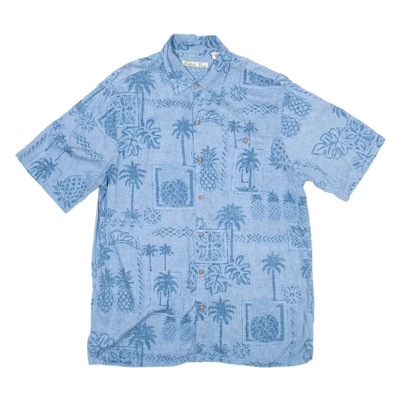 BATIK BAY Mens Hawaiian Shirt Blue Crazy Pattern M