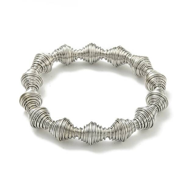 Non-Tarnish Adjustable 304 Stainless Steel Bicone Spring Wire Bracelets