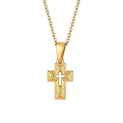 Stainless Steel Cross Pendant Cable Chain Necklaces for Women