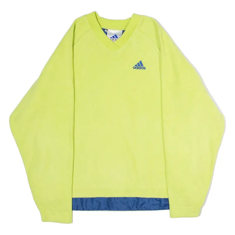ADIDAS Mens Fleece Yellow V-Neck 90s M